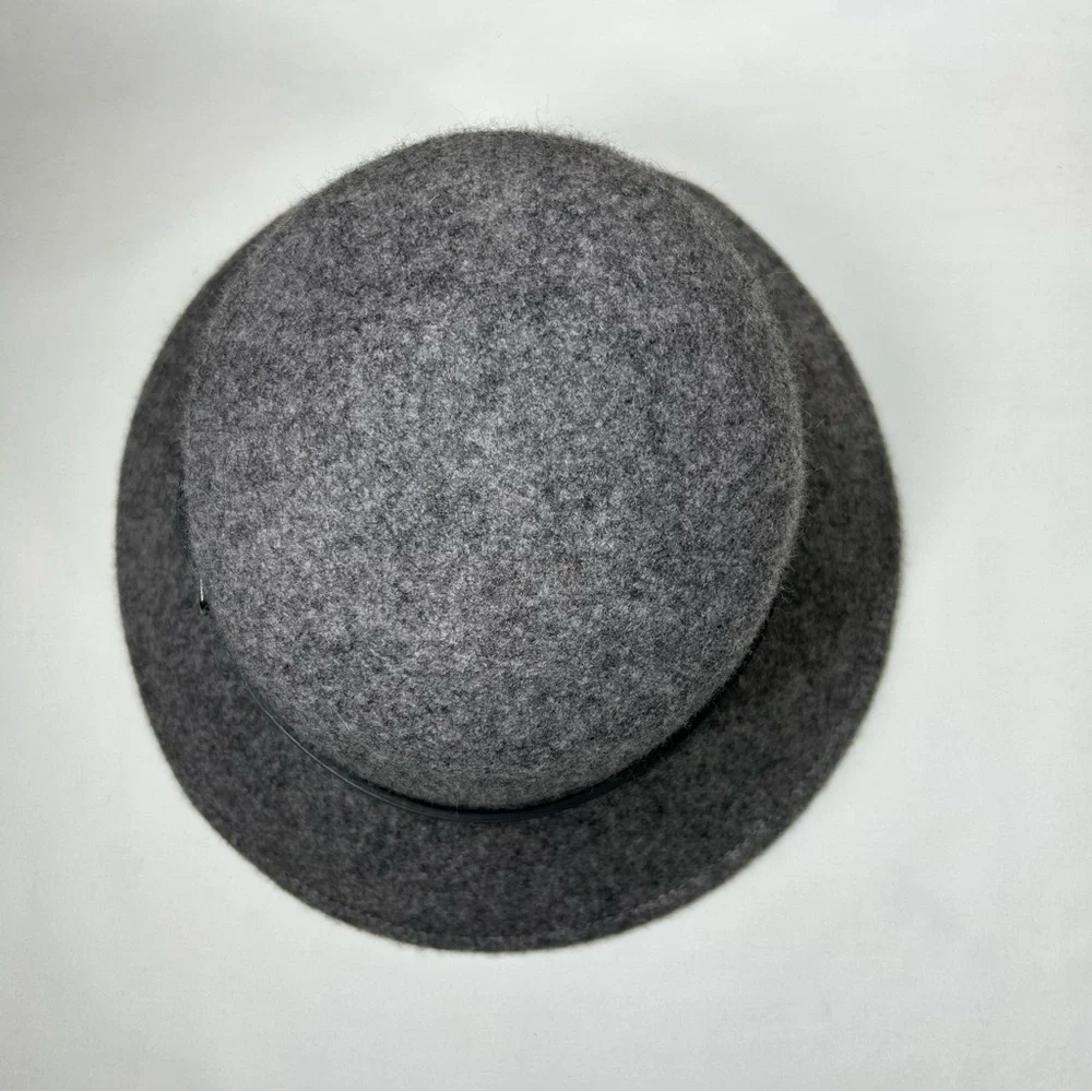 Nine‎ West Wool Gray Classic Vintage Inspired Cloche Bucket Hat One Size